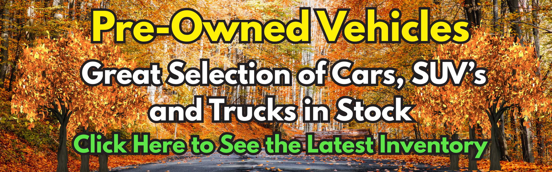 Pre owned vehicles banner Sept. 2026