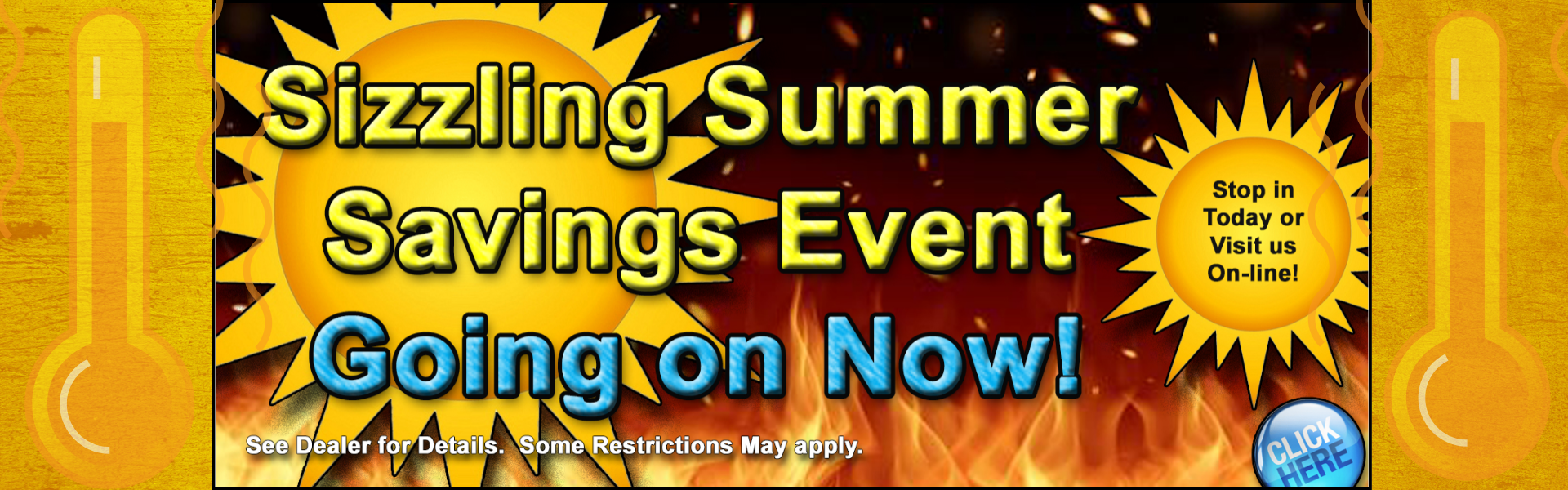 Sizzling summer savings banner July 2026